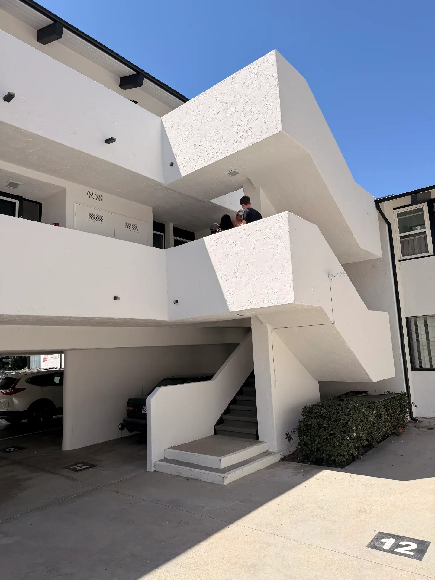 Restored and repainted stairwell and balcony bays